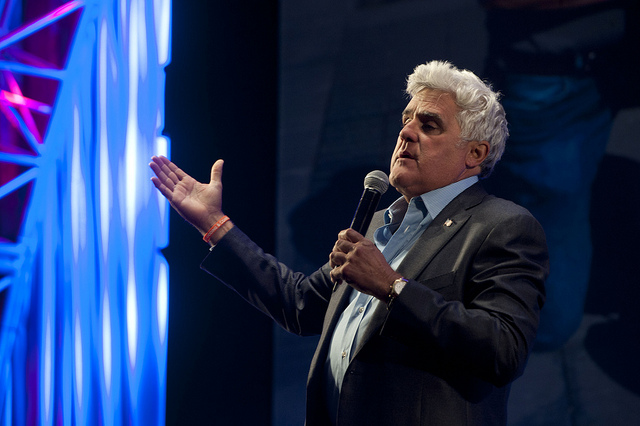 Jay Leno with a microphone
