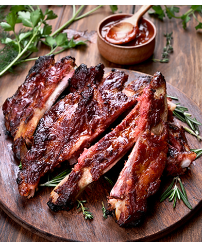 Barbecue sauce on ribs