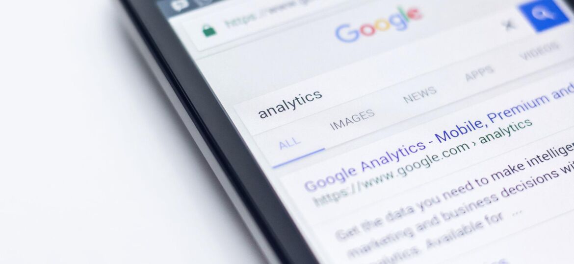 Analytics typed into Google Search