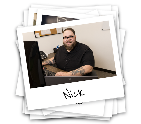Stacked Polaroid-style photos featuring Nick